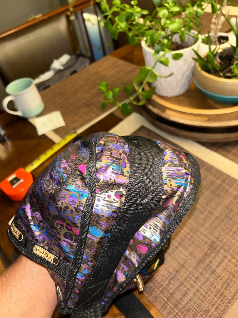 Lesportsac Black Crossbody with Purple and Blue Metallic Accents - Picture 6 of 7